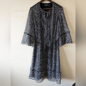 Lauren Ralph Lauren floral semi-sheer belted crepe dress size 6
